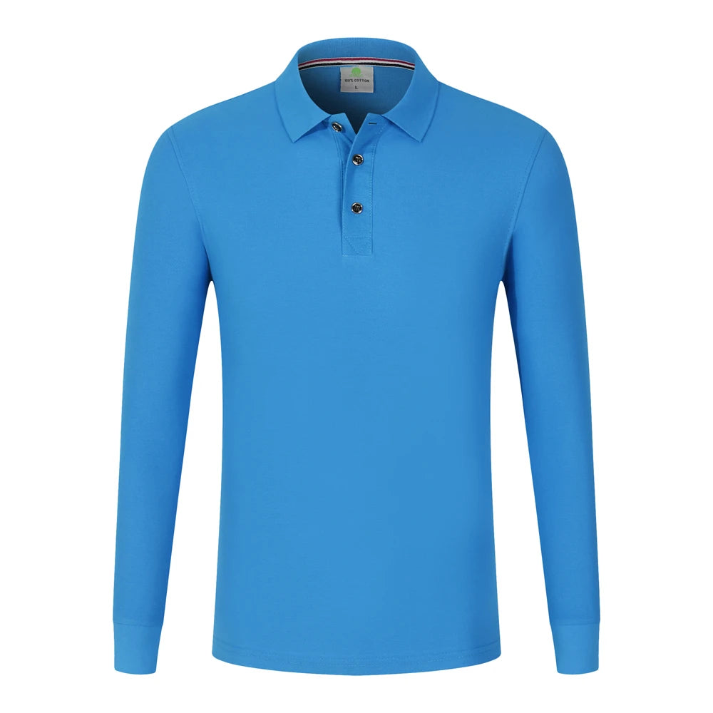 Factory Hot Selling Solid Pattern Golf for Polo Shirts 100% Pure Cotton Long Sleeve Thick Anti-Wrinkle Custom Logo