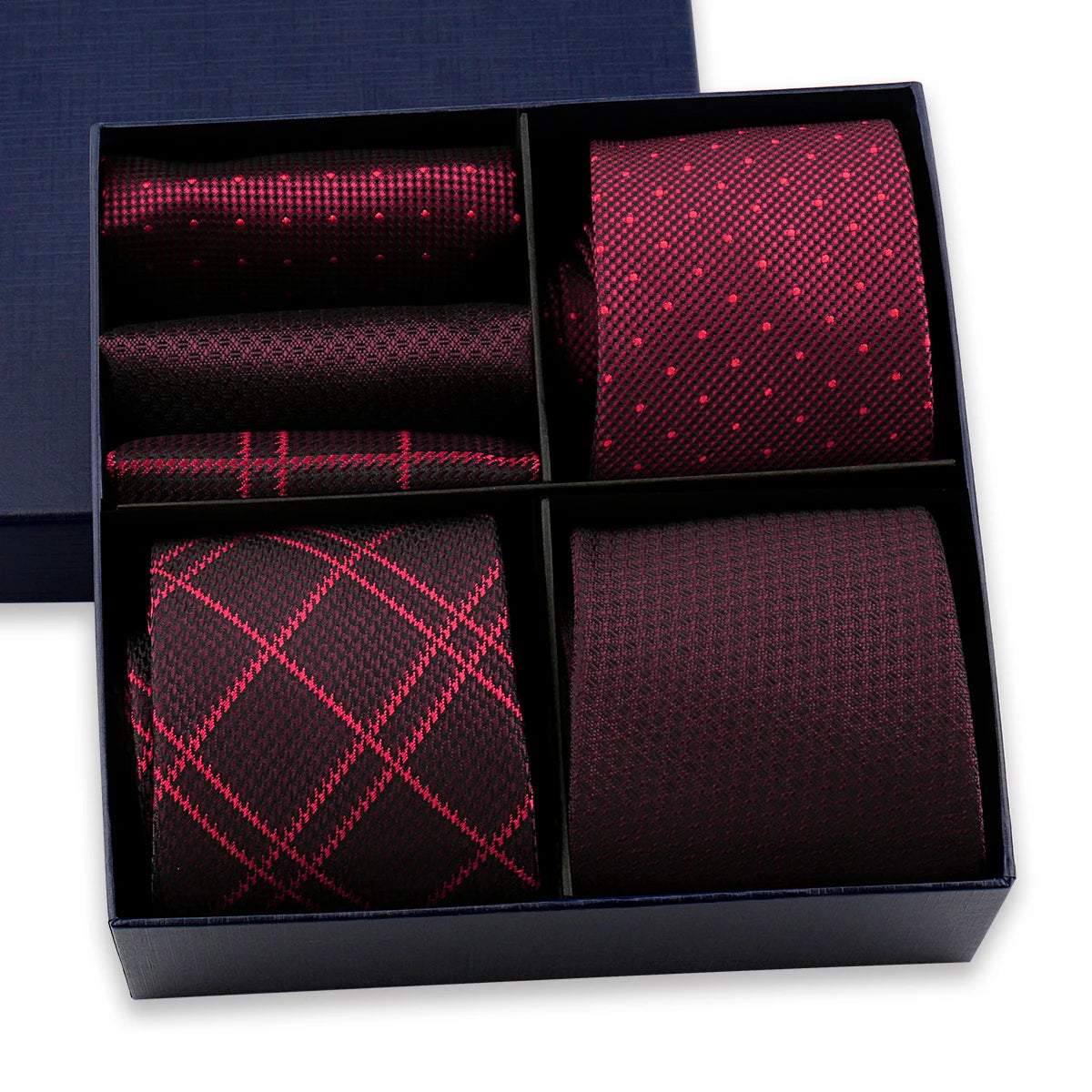 Factory Direct Fashion Polyester Necktie 8 cm Striped Dot Tie and Square Scarf Set Gift Box