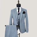 Men's Formal Wedding Groom Three-Piece Slim V-Neck Single-Breasted Viscose/Polyester Tuxedo Suit for Business & Casual Wear