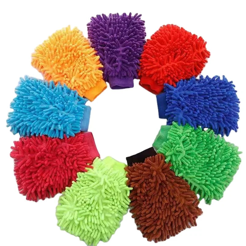 Wholesale Solid Pattern Microfiber Chenille Car Cleaning Gloves Automobile Wash Mitt/Glove