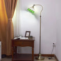 Tiffany Stained Glass Floor Lamp Minimalist Mediterranean Green Arch Lamp Adjustable Standing Reading Lamp for Bedroom Office