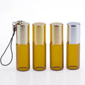 In Stock 5ml Amber Glass Roll on Pendant Perfume Bottle With Keychain Cap