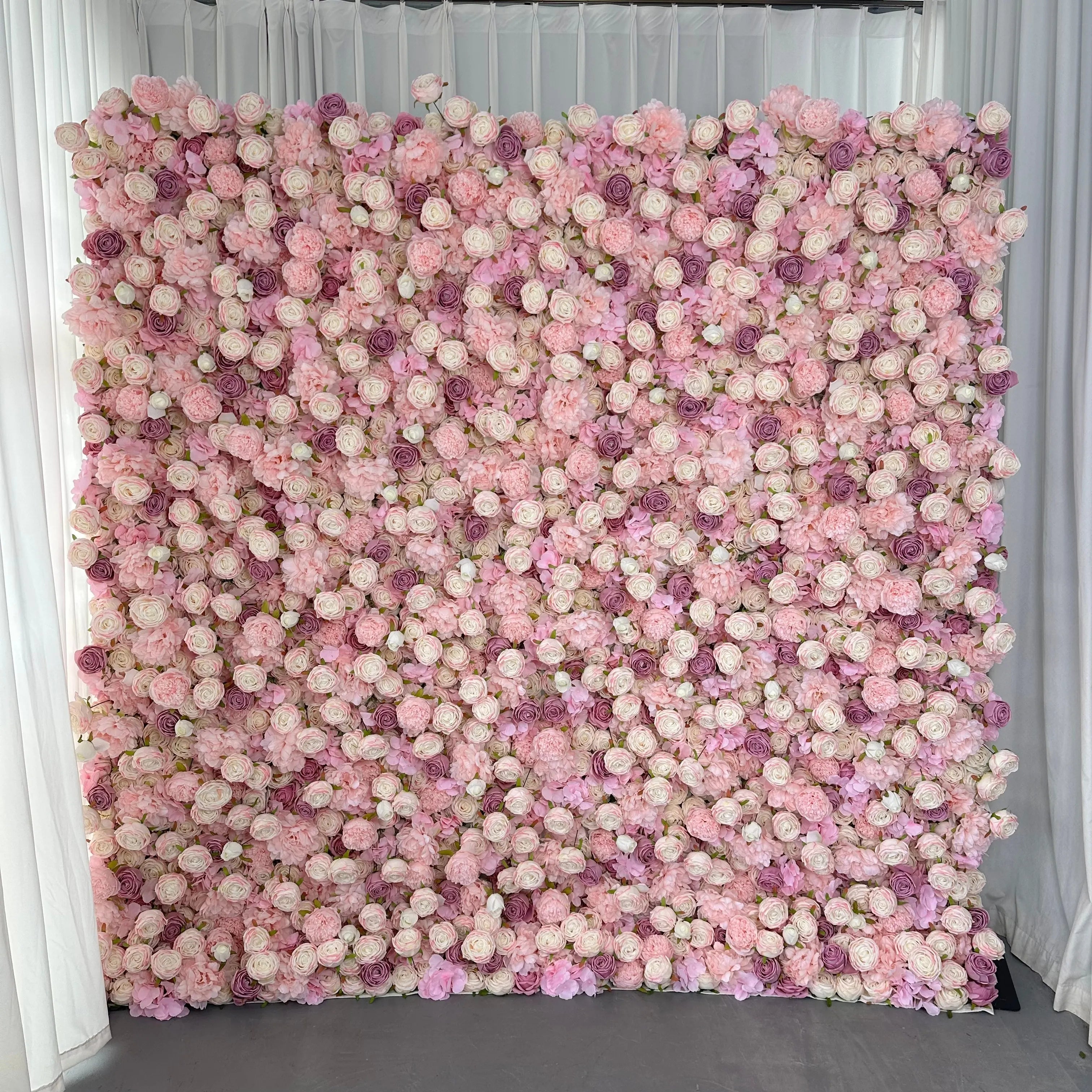 KL-WA92 Wholesale Customized Artificial Roll up Flower Wall 8ft X 8ft 5d 3d Flower Wall Panel Backdrop for Wedding Party Decor