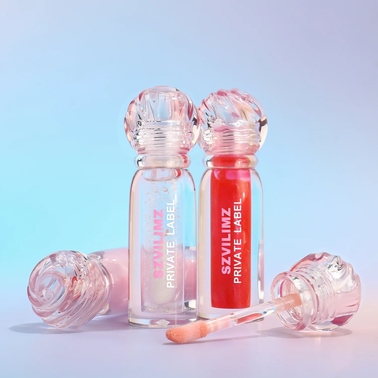 Lipgloss Waterproof Matte Liquid Lipstick Bottles with Customized logo Glitter and clear Lipgloss Bulk Cosmetic Products