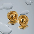 Fashion Jewelry Wholesale Stainless Steel Geometric Round Stud Earring 18K PVD Gold Plated Vintage Stud Earrings for Women