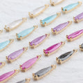 M527 6 Pcs/lot  Wholesale Drop Shape 18K Gold Plated Copper Zircon Inlaid Diy Earrings Pendant Jewelry Accessories