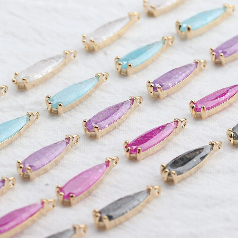 M527 6 Pcs/lot  Wholesale Drop Shape 18K Gold Plated Copper Zircon Inlaid Diy Earrings Pendant Jewelry Accessories