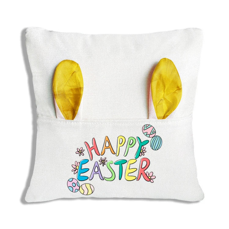 Wholesale Sublimation Easter Linen Blanks Cushion Cover Custom Rabbit Ears Pocket Pillows Cases