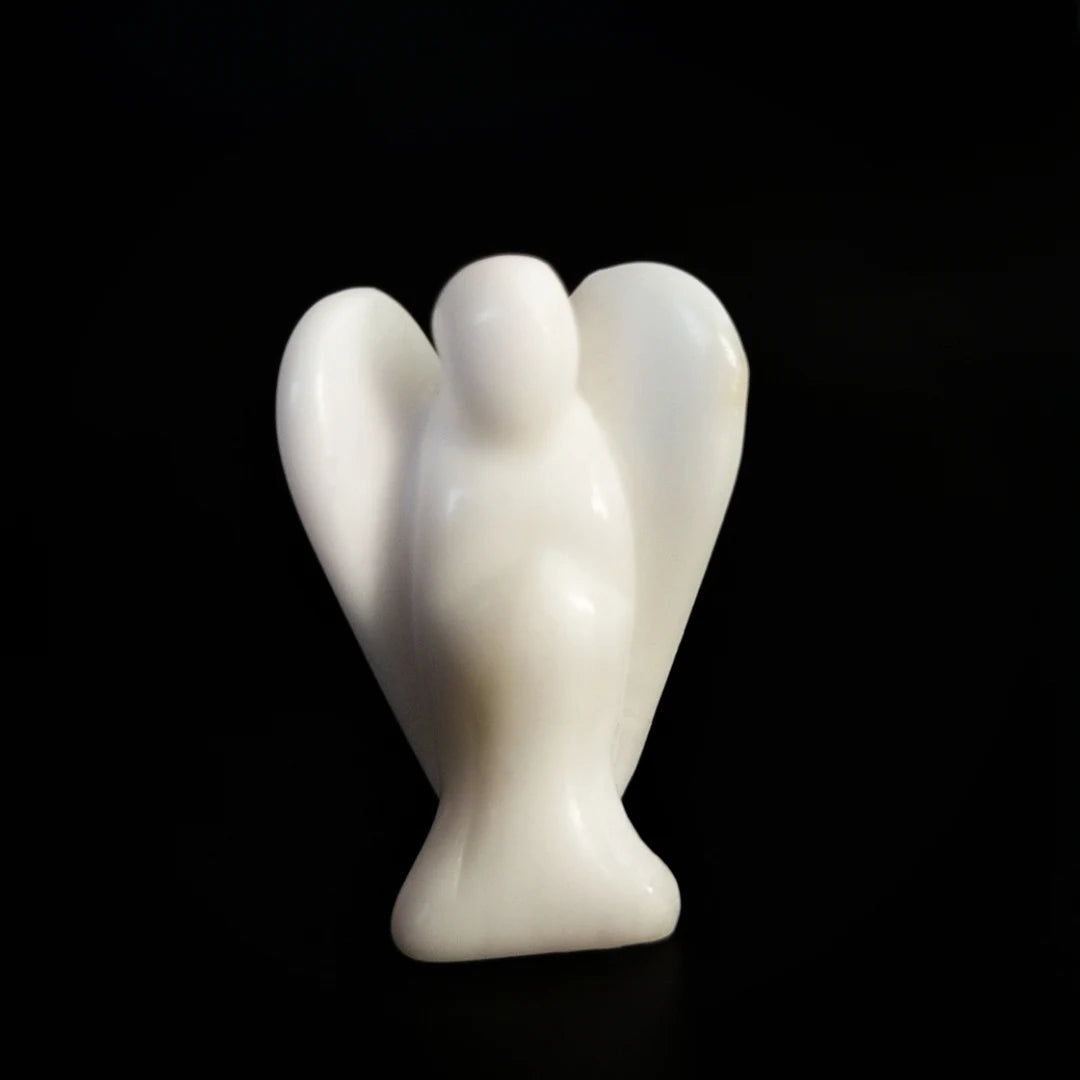 Huiying 1.5 Inch Carved Natural White Jade Angel Figurines Statues for Home Decoration Crafts