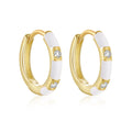 Wholesale White CZ Paved Multi Colors Enamel Hoop Earring 925 Sterling Silver Enamel Earrings 18k Gold Dripping Oil Earrings