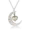 Ny309 Jewelry Silver Plated Crescent Shaped Pendant Luminous Stone Beads Glow in the Dark Necklace Moon for Women Gift