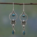 Round Water Drop Turquoise Vintage Drop Earring Women New Bohemian Retro Turquoise Statement Earrings Jewelry