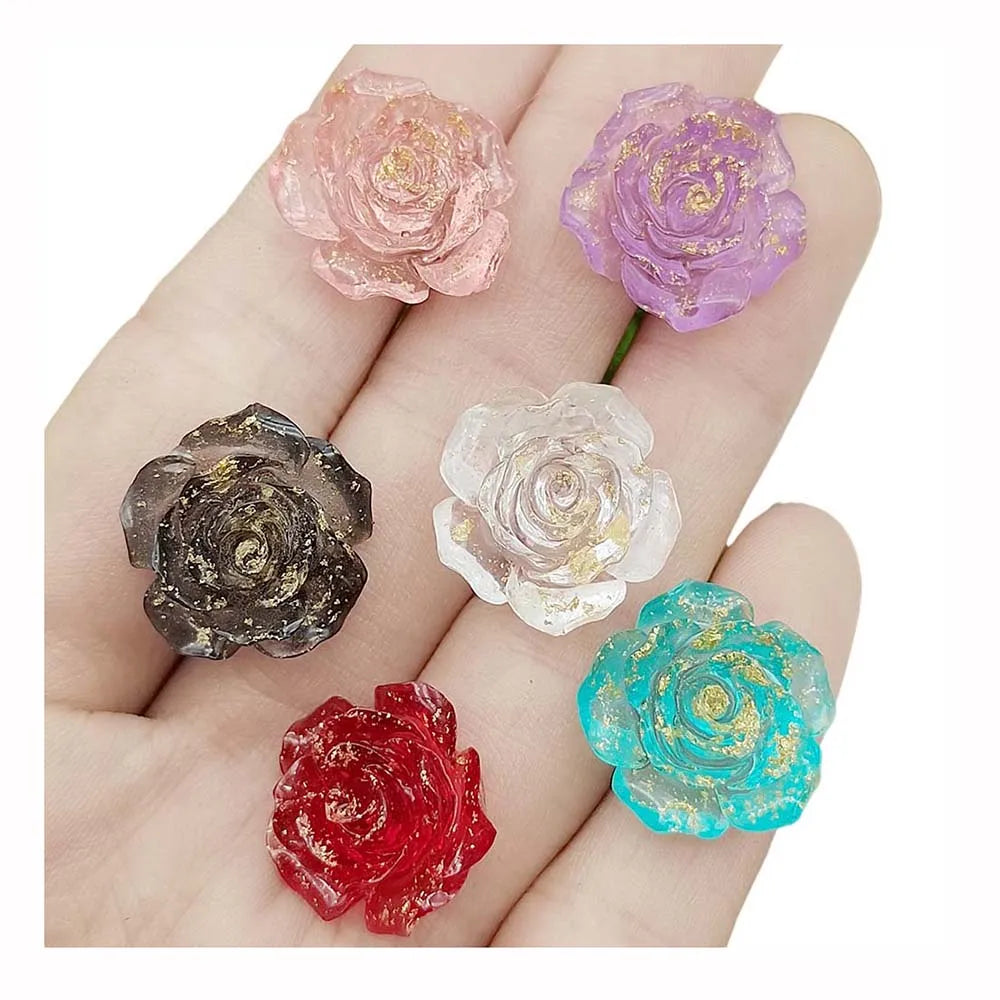 Sequins Decoration Rose Flower Resin Charm Flatback Designs for Wedding Jewelry Making Pen Dangle Box Decorations