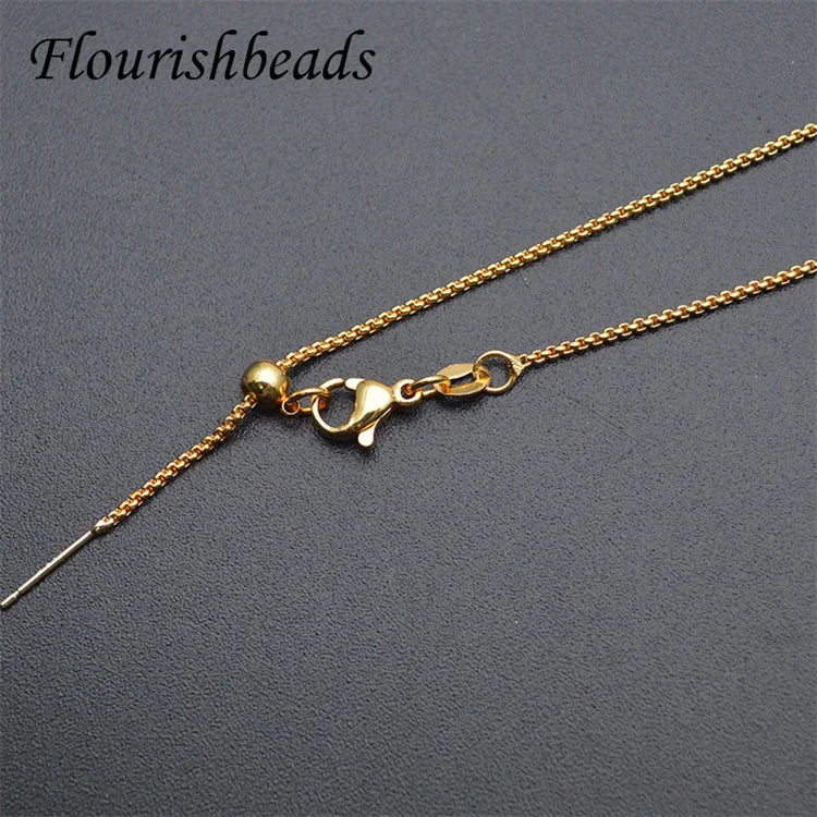 Anti Fading Nickel Free 18K Real Gold Plated Length Adjustable 1.2mm Thickness Link Chain Necklace Chains for DIY Jewelry Making