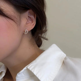 Hot Sale Designer 14K Gold Plating Pure 925 Sterling Silver CZ Zirconia Geometric Stud Earrings for Women Girls Jewelry