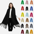 38*220cm Thick Long Tassel Shawl for Women 280g Large Size Warm Polyester Winter Scarf Explosion-Printed Traditional Shawls