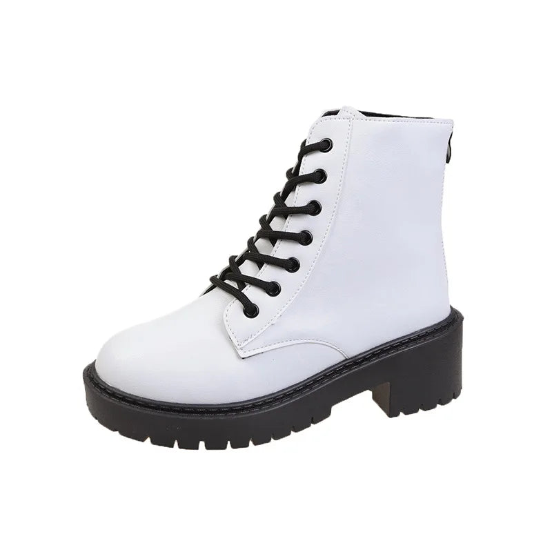 New Ladies Short  Boots Cool Round Toe Short Boots Thick Bottom Snow Motorcycle Boots Casual Slip Resistant Women's Shoes