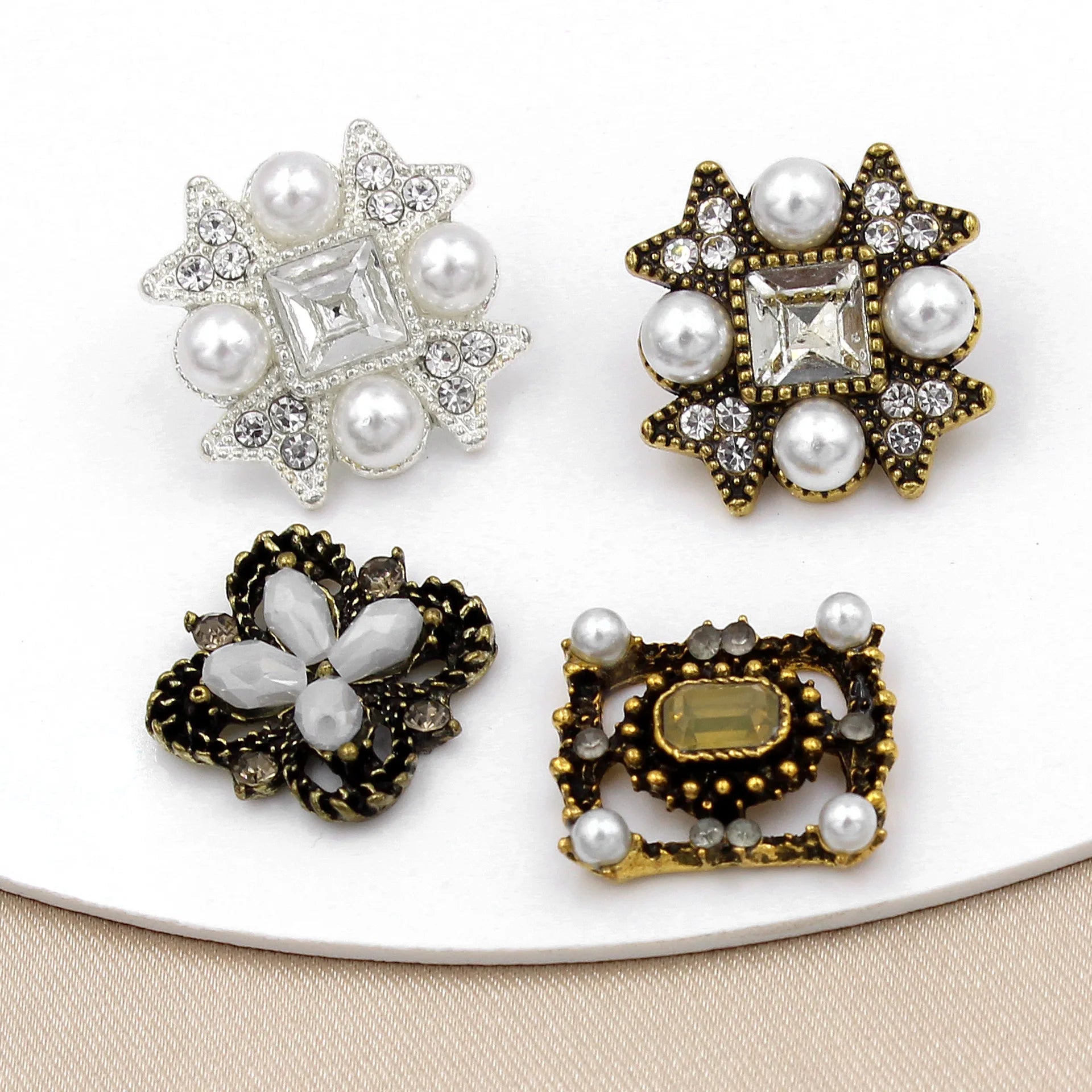 RB056 Fancy Square Metal Buttons Buttons Shank Style Cardigan Coat Sweater Featuring Rhinestone Plating