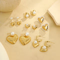 NIMAI Stainless Steel Heart Earrings 18K GOLD Color Waterproof Pearl Earring Fashion Statement Jewelry Women