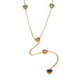 2025 New Trendy Women's Trendy Y-Shaped 18K Stainless Steel Heart Necklace with Emerald Water Drop Pendant Lariat Style