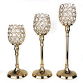 Antique Gold Metal Crystal Glass Candlestick Holder Luxury Home Decor Wedding Centerpiece Wholesale for Christmas INS Made Iron