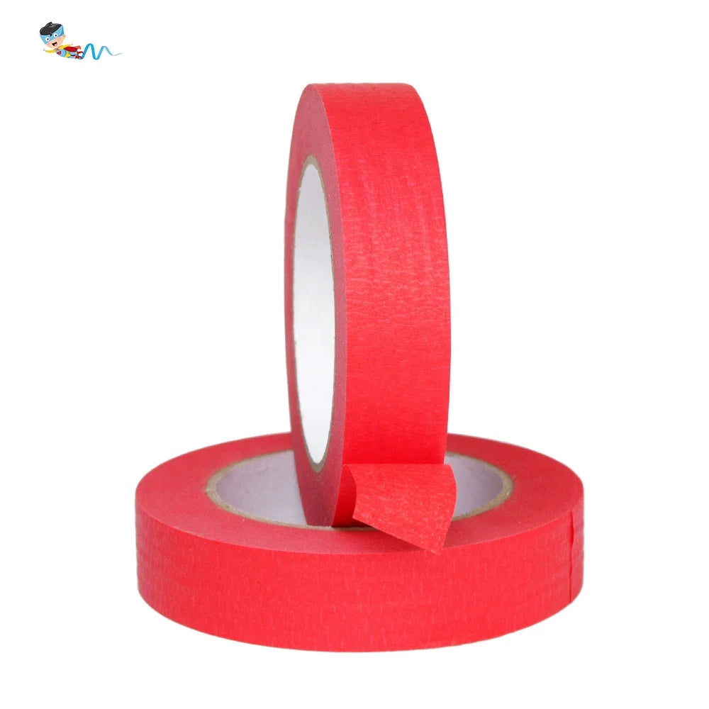 2- Red Color Recyclable Spray Paint Masking Craft Packing Idea DIY Decoration Crepe Paper Self Adhesive Tape