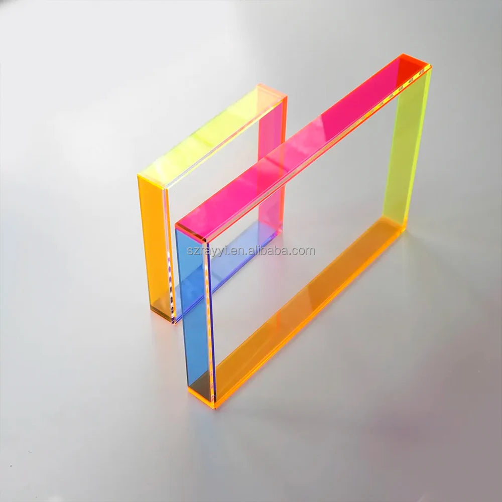 RAY YI Custom Transparent Neon Square Lucite Acrylic Modern Frames Picture Home Decoration Wall Art