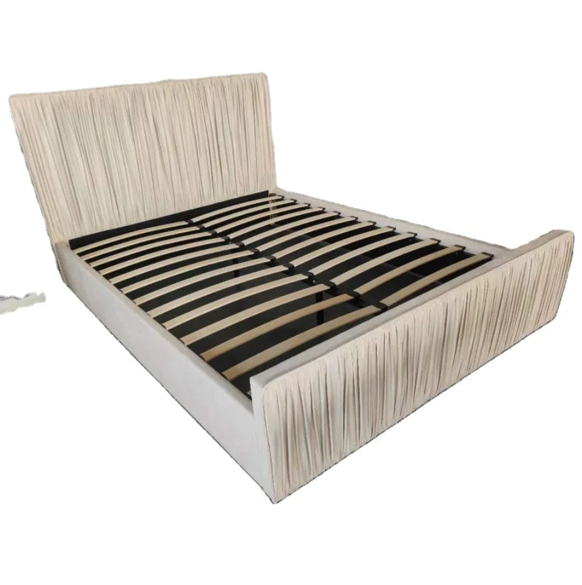 Modern Design Best Selling Up-holstered Velvet Linen Fabric Bed Italian Style Frame Design King Bedroom Set Furniture