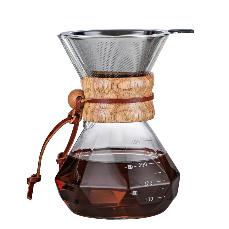 New Arrival  Drip Limited Hot Coffee Dripper Style Server Kettle 400ml Coffee Pot/teapot Set Heat Resistant Glass