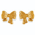 Cute Style Fashion 18K Gold Plated Stainless Steel Bow Stud Earring Jewelry for Women Dainty Jewelry Waterproof