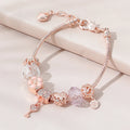 Luxury Rose Gold Plated Rhinestone Crystal Charm Bracelet CZ Cubic Zirconia Key Drop Heart Charm Bracelet for Women