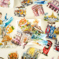 30pcs/pack Sticker Pack Holiday Journey Series Travel Architecture Handbook Material Decorative Collage Base Stickers