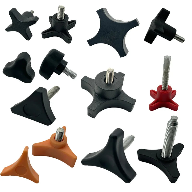 Professional Factory M6 White Blue Gray Triangle Plastic Head Handle Screw Handle Glue Handle Screw Hand Screw Bolts