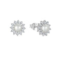 Trendy 5Mm Freshwater Pearl Wholesale Silver Platinum Snowflake Earrings Round Zircon 925 Silver Stud Earrings
