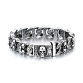 KALEN 220mm Men Punk Stainless Steel Skull Pattern Clasp&Links Bracelet