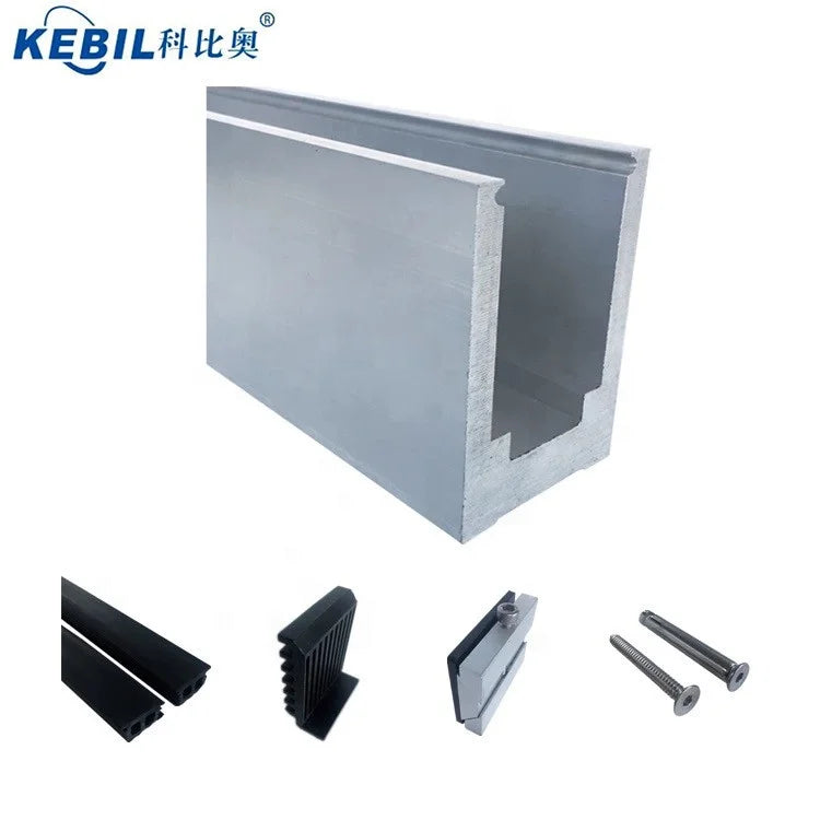 Frameless Glass Railing Aluminum U Channel Hardware Fittings for Villa Contemporary Design Aluminum 6063 T5 Anodize Finish