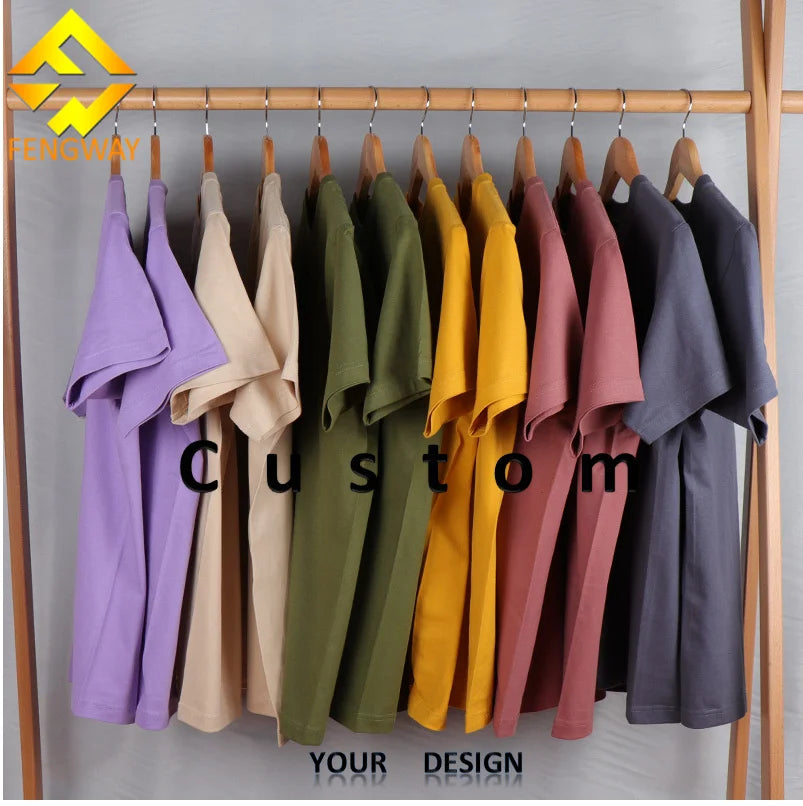 Fengway Custom Men Short Sleeve T Shirt Solid Color Blank Tee Shirt Heavyweight Cotton T-Shirts for Men