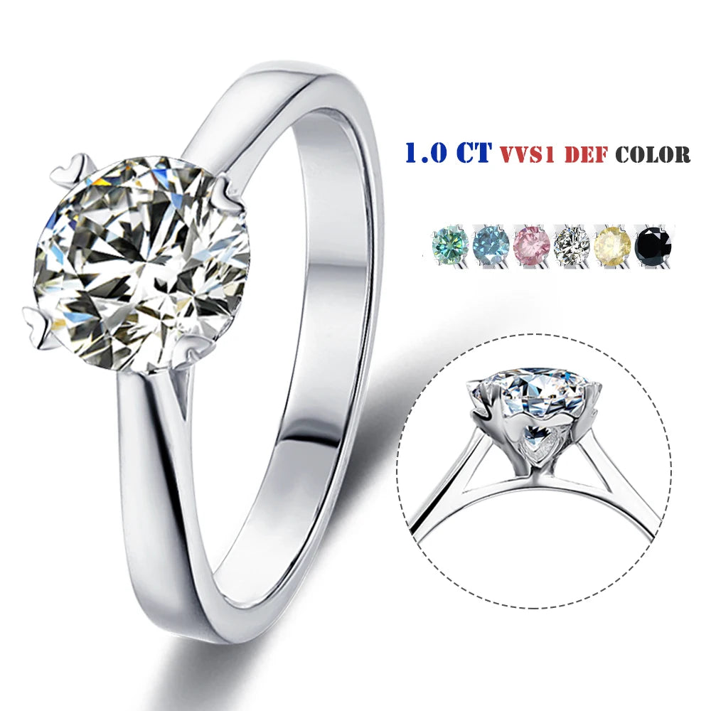 Abiding Mosanite Ring 925 Silver Solitaire Mosanite Jewellery Women Fashion 1Ct Ring Jewelry Wholesale