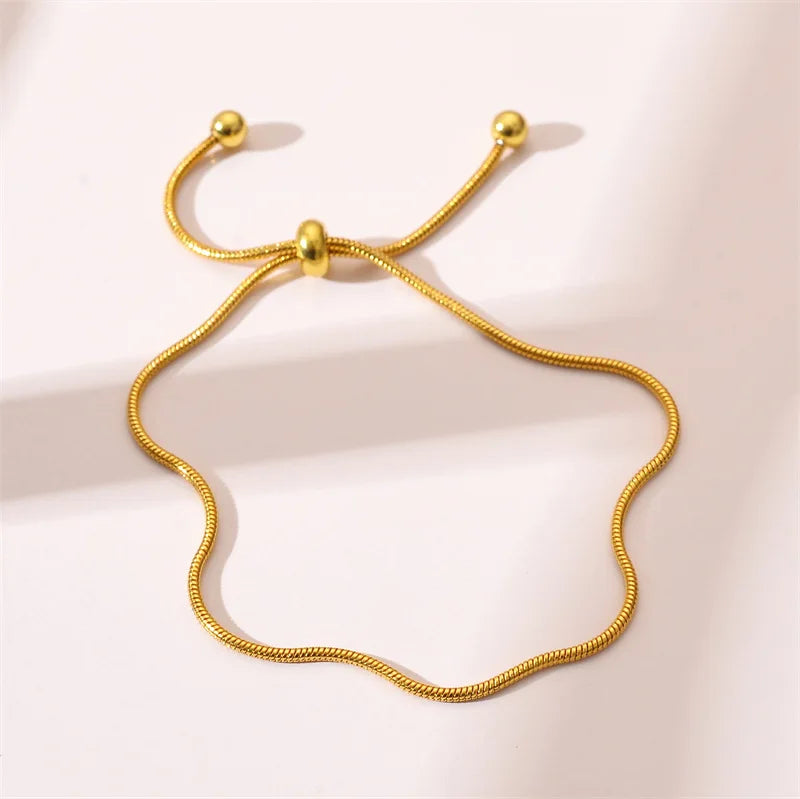 Waterproof Titanium Steel Snake Bone Chain  18K Gold Plated Herringbone Adjustable