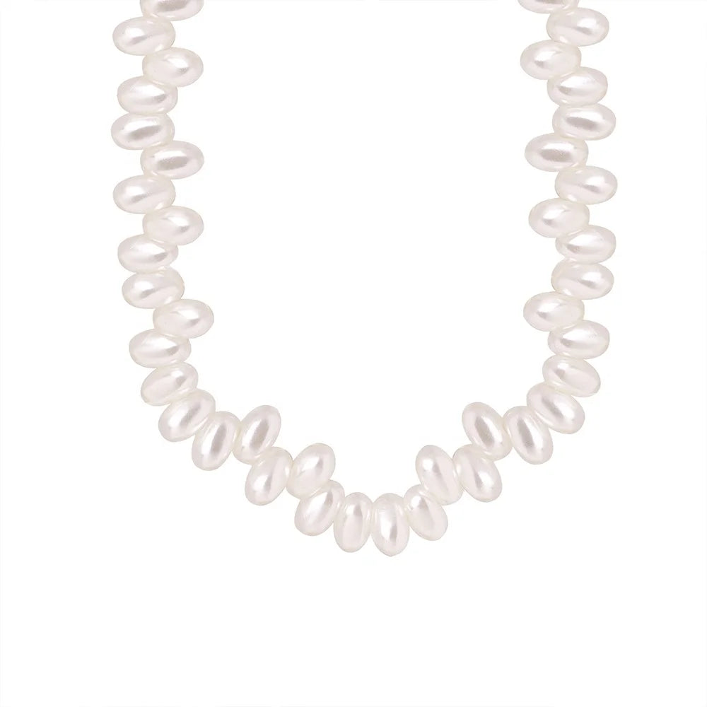 Premium French High-Gloss Faux Pearl Necklace 18K Gold Plated Hypoallergenic for Women Bridal Wedding Party Decoration