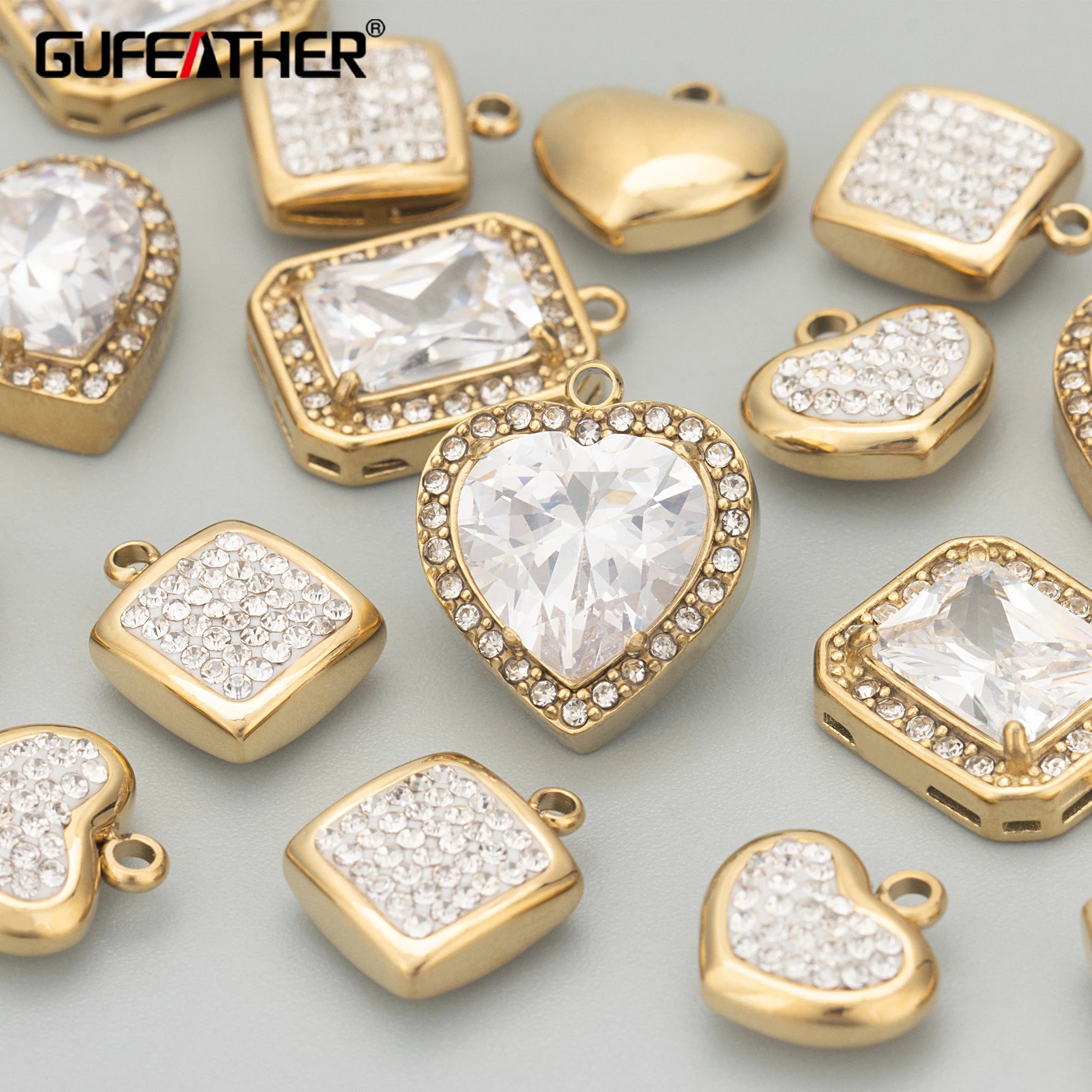 ME11 316L Stainless Steel Nickel-Free Zircon Jewelry Accessories Handmade Necklace Making Findings & DIY Pendants 4pcs/Lot