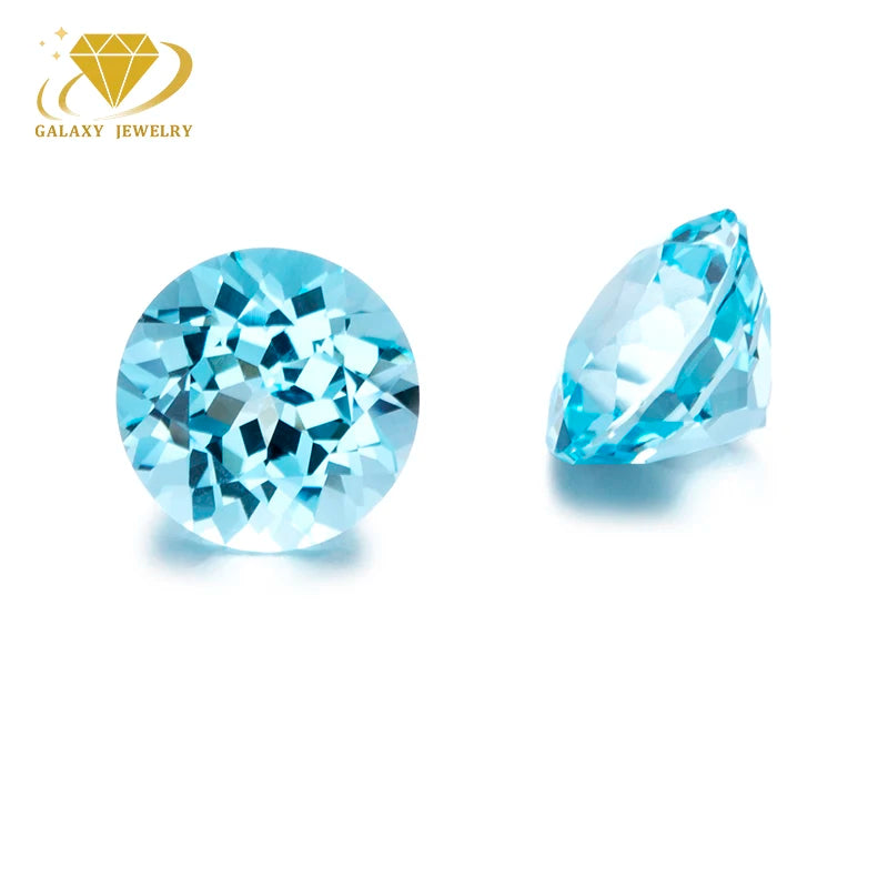 Loose Gemstones Wholesale Lab Made Sapphire Round Shape Aquamarine Blue Sapphire Gemstones Lab Grown Sapphire Jewelry Making