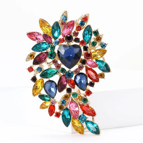 LUOXIN Vintage Women Crystal Brooches Rhinestone Brooch Wedding Garment Crystal Brooch Pin