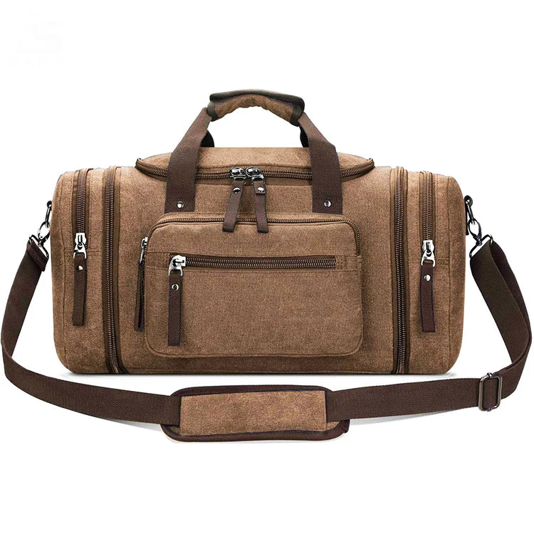 Custom Large Sport Gym Canvas Duffle Bag Cotton Canvas Travel Duffel Bag Weekender Overnight Bag