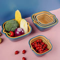 6 Piece Kitchen Drain Colander Multifunctional Drain Basket for Washingand Storing Fruits and Vegetables Plastic Drain Basket