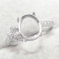 Sterling Silver 6*8mm Semi Mount Ring Empty Frame Blank Support Claw Setting S925 Base Holder Without Center Stone for DIY Inlay