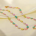 Trendy Dripping Oil Jewelry Set Choker Necklace & Bracelet Cute Colorful Enamel Butterfly Stainless Steel