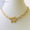 NM33909 Brass Jewelry Cubic Zirconia Screw Clasp Pentagram Chain Necklace Gold Plated Star Necklace Minimal Jewelry