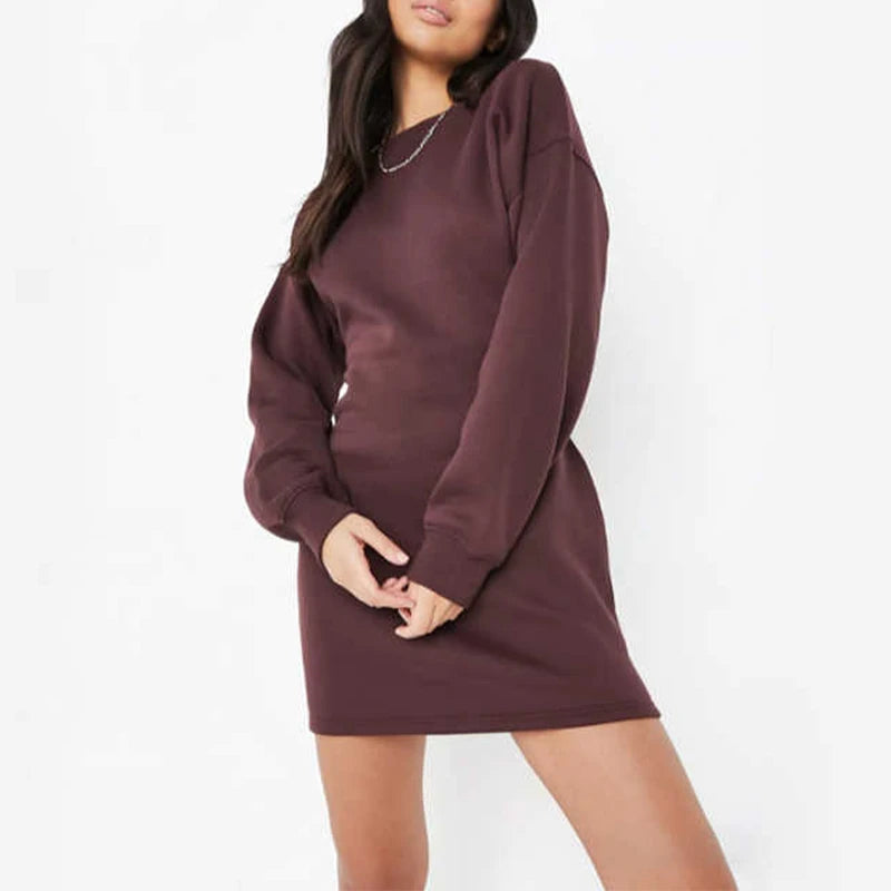 2026 New Arrival Cotton Sweatshirt Dress for Women Custom Causal Long Sleeve Cut Out Hoodie Dress