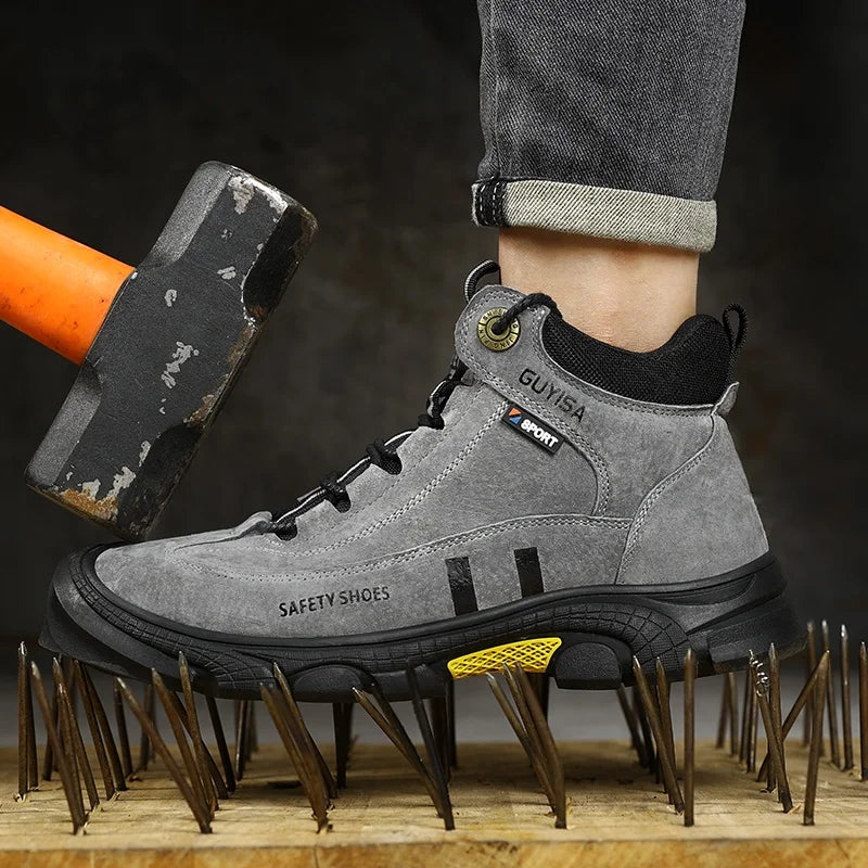 GUYISA Brand Fashion Casual Safety Boots Men Chaussure De Securite Stab-resistant Steel Toe Safety Work Boots